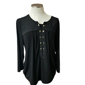 Anne Klein Blouse Pullover Double Front Buttons Size No Tag Gold Buttons
